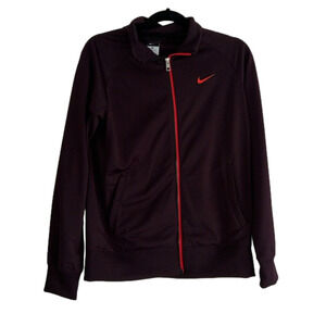 Maroon Nike Jacket size XL Youth black and orange detailing fits womens M/L